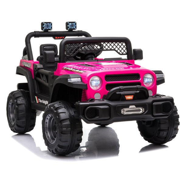 iYofe Ride on Car for Kids, Electric Car with Remote Control, 3 Speeds, LED Lights, Soft Start, 12V Battery Powered Ride on Truck Vehicle for Aage 2-5 Boy Girl, Rose Red