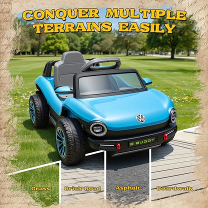 Volkswagen Beetle 12V Kids Ride On Car with Remote Control, Powered Electric Car for Kids, Ride On Toy with 4 Wheel Suspension, Bluetooth Music, LED Headlights, Cars for Kids Ages 3–5, Blue