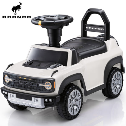 iYofe Kids Ride on Push Car 2 in 1, Ford Bronco Raptor Toddlers Ride on Push Toys with Horn, Music, Handle, Under Seat Storage, Ride on Toys for Toddlers 18 Months +, White