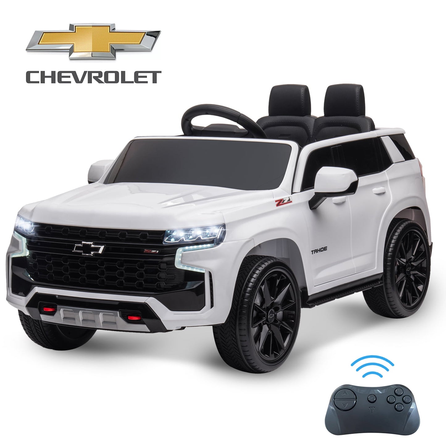 iRerts Chevrolet 12V Battery Powered Car Toy for Girls Boys, Kids Ride on Car with Remote Control, LED Light, MP3, Bluetooth, Seat Belt, Electric Truck for 3+ Kids Birthday Gift