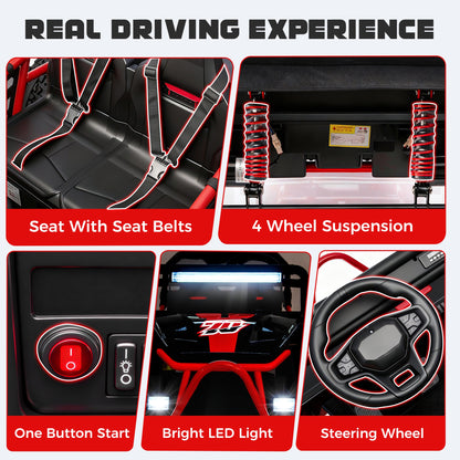 iYofe 36V Electric Ride on Car for Big Kids, Powered Ride on UTV Toys for Boys Girls Ages 6+, Kids Electric Vehicle with Bluetooth, Music, 4 Wheels Spring Suspension, without Remote Control, Red