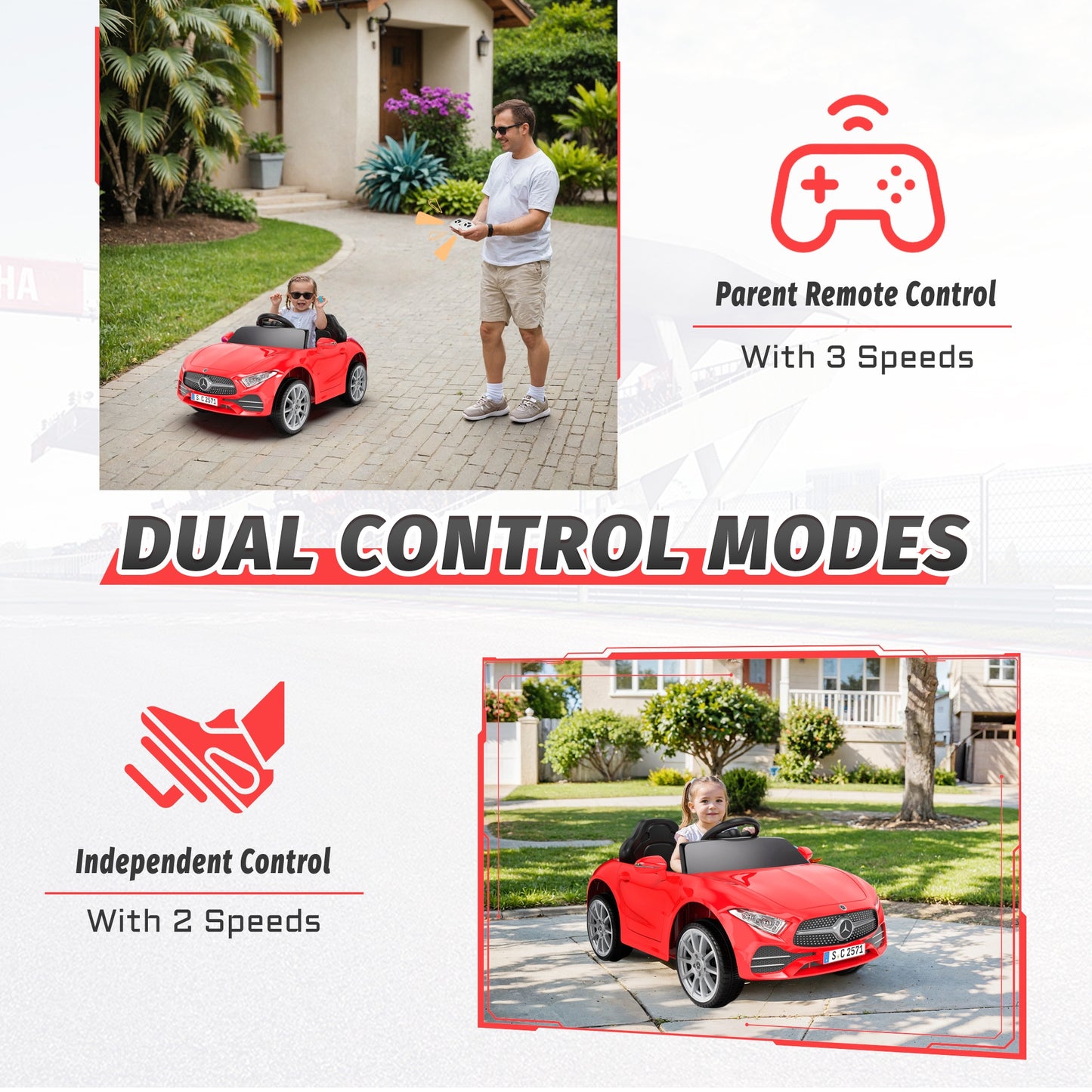 12V Ride on Toy for Kids, Licensed Mercedes-Benz CLS 350 Powered Ride on Car with Remote Control, Kids Electric Cars for Boys Girls 2-5 with Bluetooth, Music, LED Lights, 3 Speeds, 4 Wheelers, Red