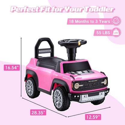 iYofe Kids Ride on Push Car 2 in 1, Ford Bronco Raptor Toddlers Ride on Push Toys with Horn, Music, Handle, Under Seat Storage, Ride on Toys for Toddlers 18 Months +, Pink