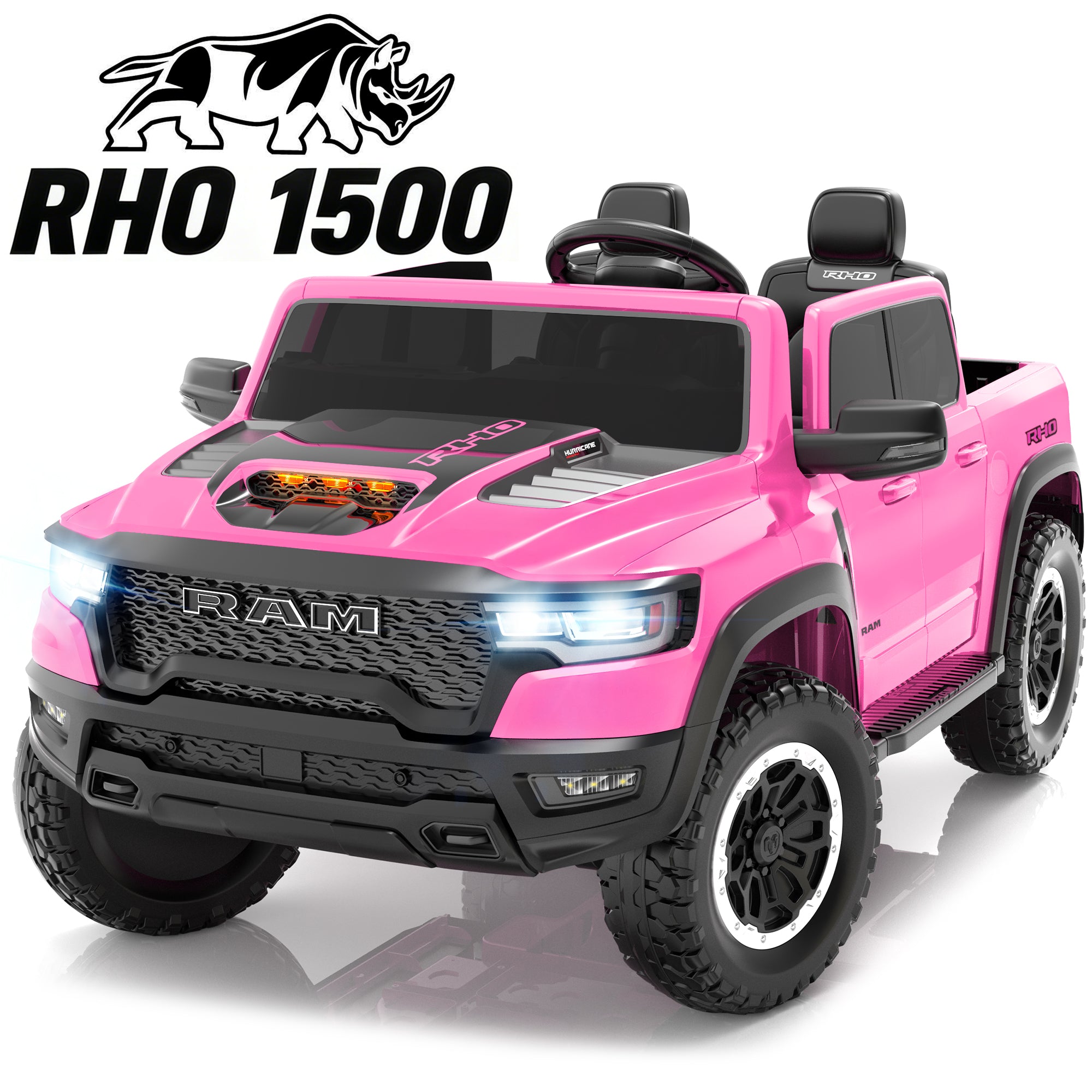 iYofe Ram 24V Ride on Car 2 Seater, Ram 1500 RHO Battery Powered Electric Car Truck with 4 Wheels, Ride on Toy with Remote Control for Big Kids Toddlers 3-8 Boys Girls, Bluetooth & Trunk