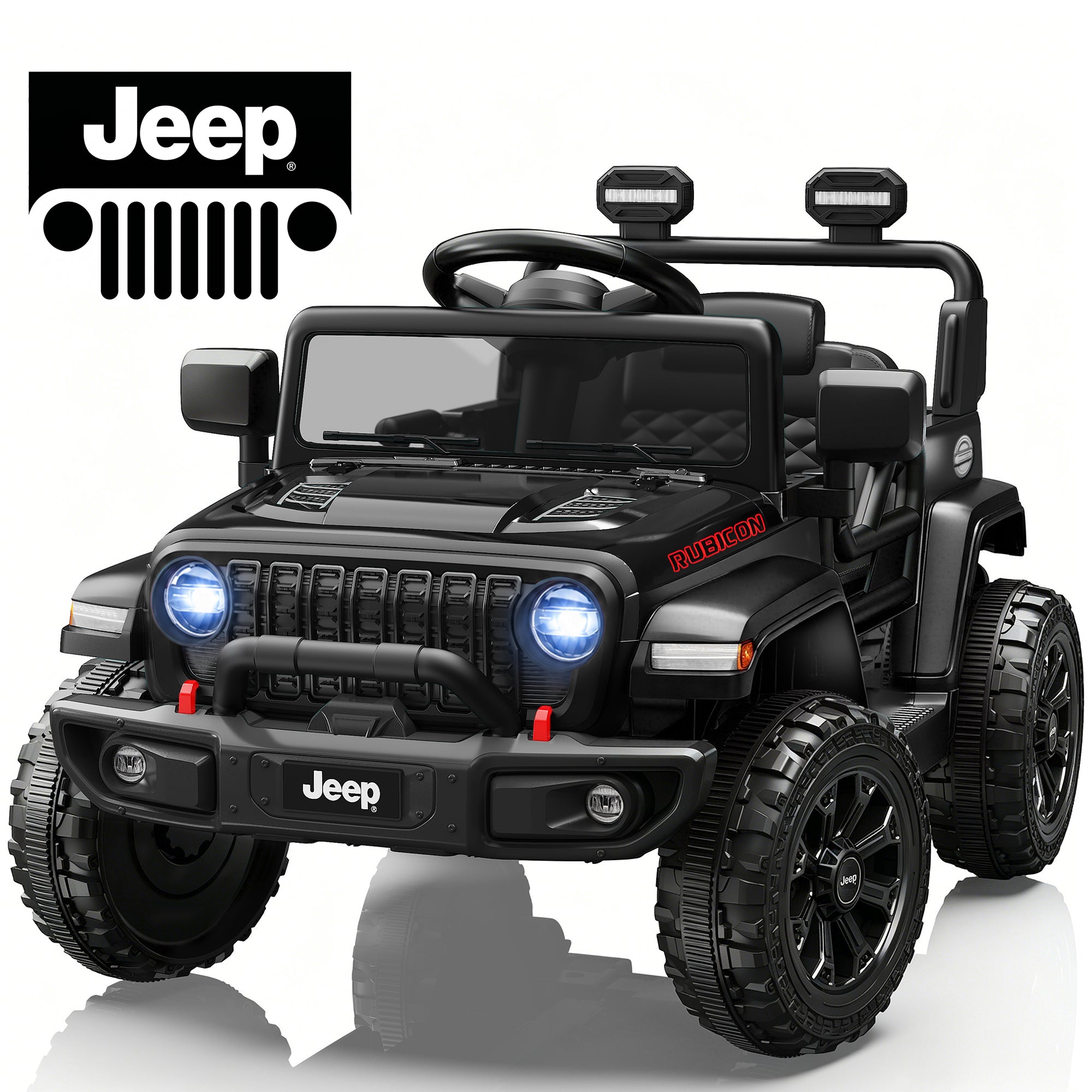 iYofe 12V Ride On Cars for Kids, Licensed Jeep Rubicon Powered Electric Car w/Dual Wheels Suspension, Parent Remote Control, Lights, Music, Ride On Toys for Boys Girls Age 3+, Pink