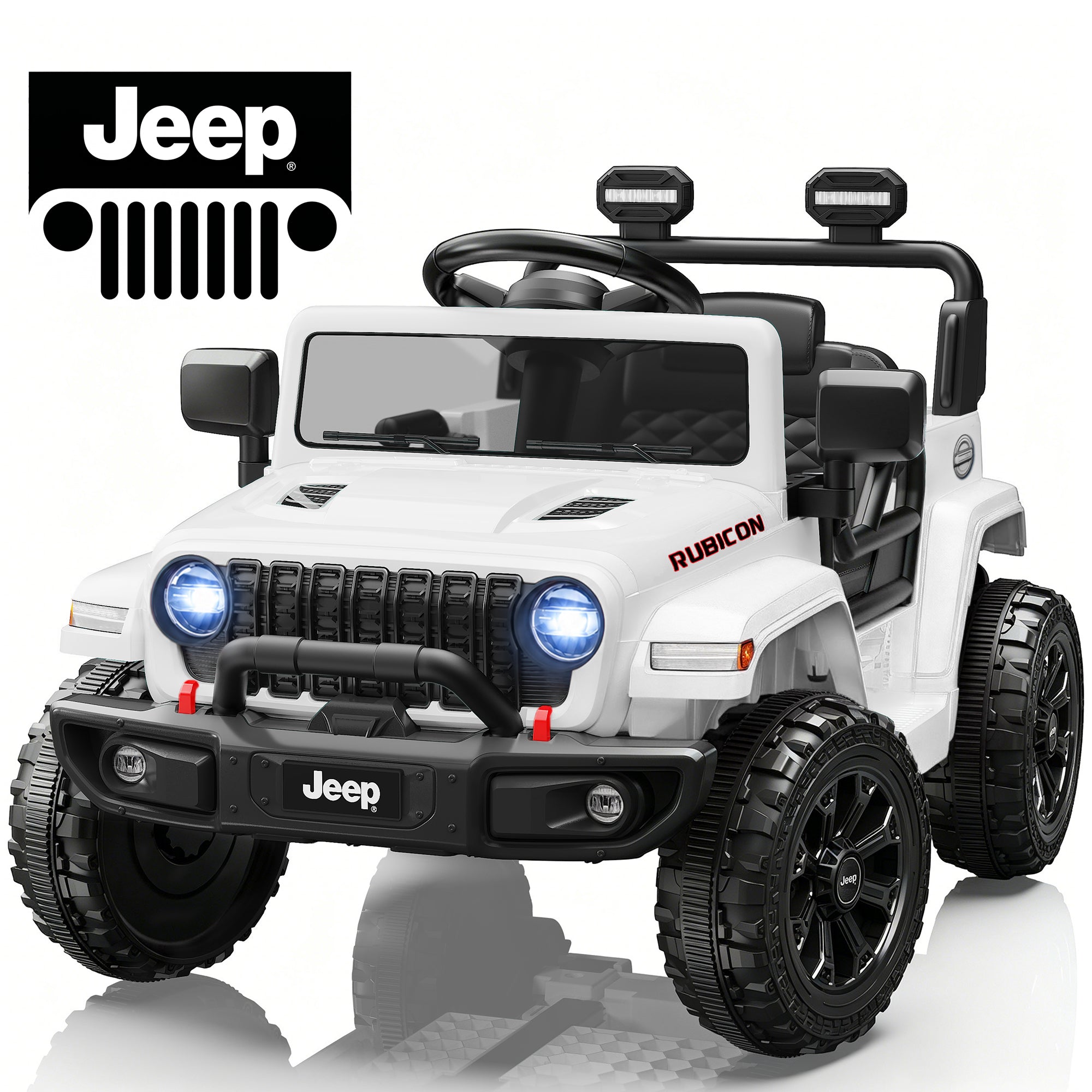 iYofe 12V Ride On Cars for Kids, Licensed Jeep Rubicon Powered Electric Car w/Dual Wheels Suspension, Parent Remote Control, Lights, Music, Ride On Toys for Boys Girls Age 3+, Pink