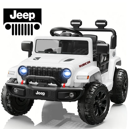iYofe 12V Ride On Cars for Kids, Licensed Jeep Rubicon Powered Electric Car w/Dual Wheels Suspension, Parent Remote Control, Lights, Music, Ride On Toys for Boys Girls Age 3+, Pink