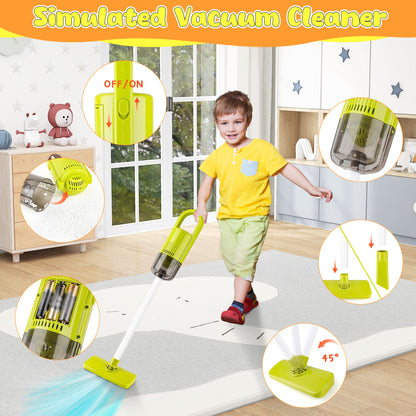 iYofe Kids Cleaning Set Toys 29PCS, Toddler Cleaning Set with Broom and Dustpan Set, Housekeeping Pretend Play Toys with Realistic Kids Vacuum, Duster, Brush, Rag, Toddler Girl Boy Gift, Red