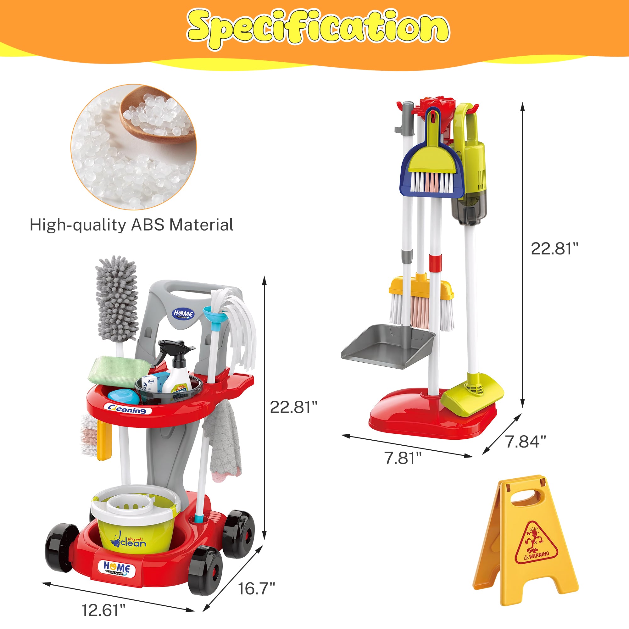 iYofe Kids Cleaning Set Toys 29PCS, Toddler Cleaning Set with Broom and Dustpan Set, Housekeeping Pretend Play Toys with Realistic Kids Vacuum, Duster, Brush, Rag, Toddler Girl Boy Gift, Red