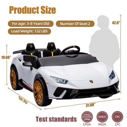 Lamborghini 24V Ride on Car for Big Kids, Lamborghini Huracan Battery Powered Ride on Toy with Remote Control, Electric Car for Kids Toddlers 3-8, 4 Wheelers Car w/ Bluetooth & Light, 360° Spin, Pink