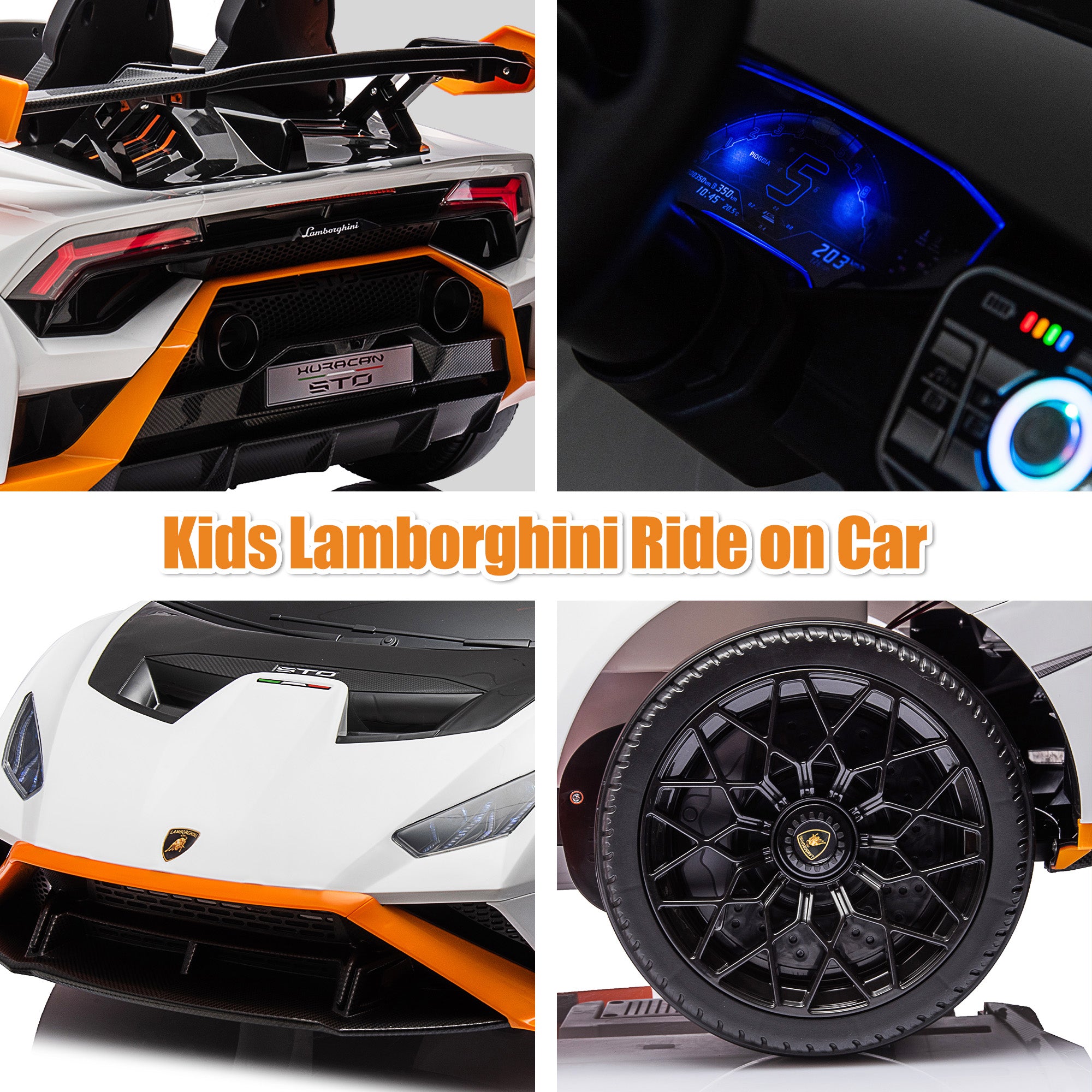 Lamborghini 24V Ride on Car for Big Kids, Lamborghini Huracan Battery Powered Ride on Toy with Remote Control, Electric Car for Kids Toddlers 3-8, 4 Wheelers Car w/ Bluetooth & Light, 360° Spin, Pink