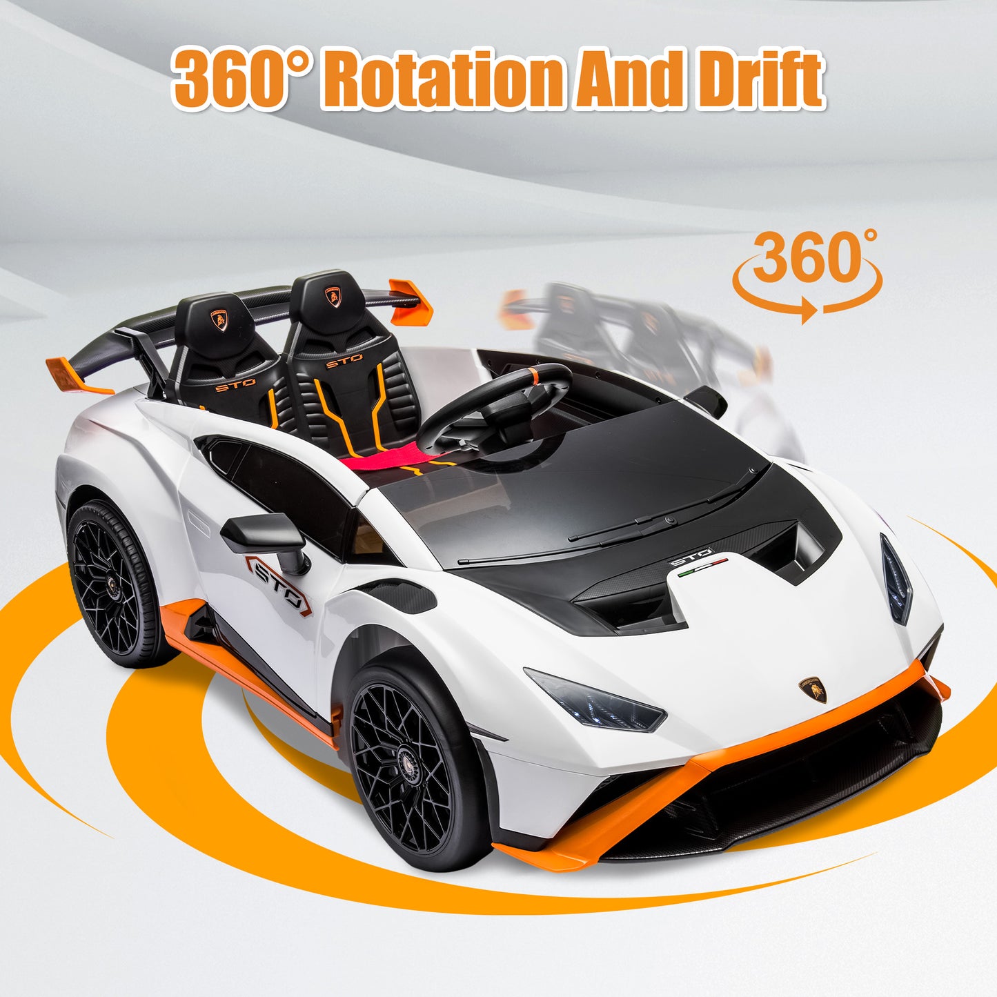 24V Lamborghini 2 Seater Ride on Car for Girls and Boys, Kids Ride on Toy with Remote Control, Electric Car for 3-8 Years Old, Bluetooth