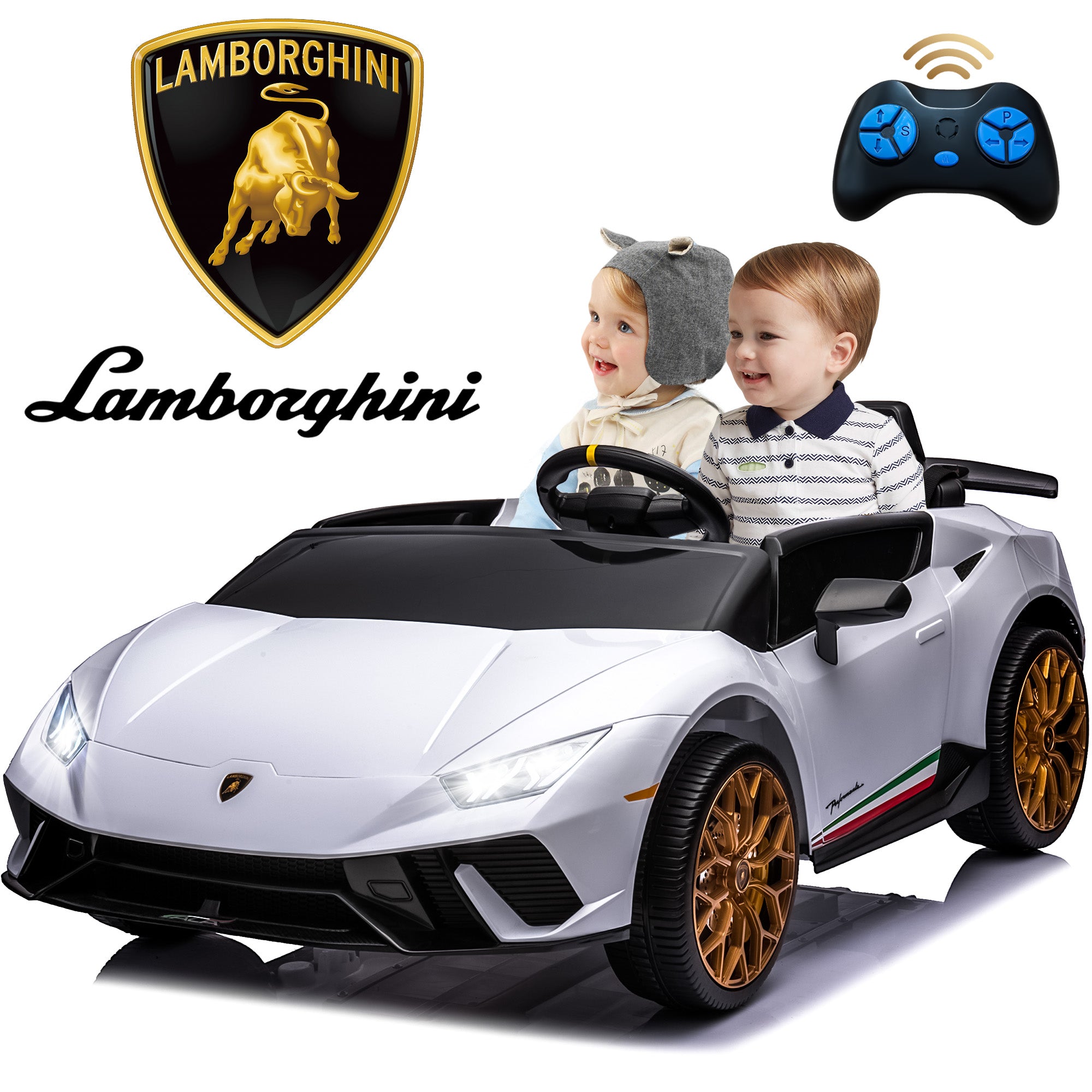 Lamborghini 24V Ride on Car for Big Kids, Lamborghini Huracan Battery Powered Ride on Toy with Remote Control, Electric Car for Kids Toddlers 3-8, 4 Wheelers Car w/ Bluetooth & Light, 360° Spin, Pink
