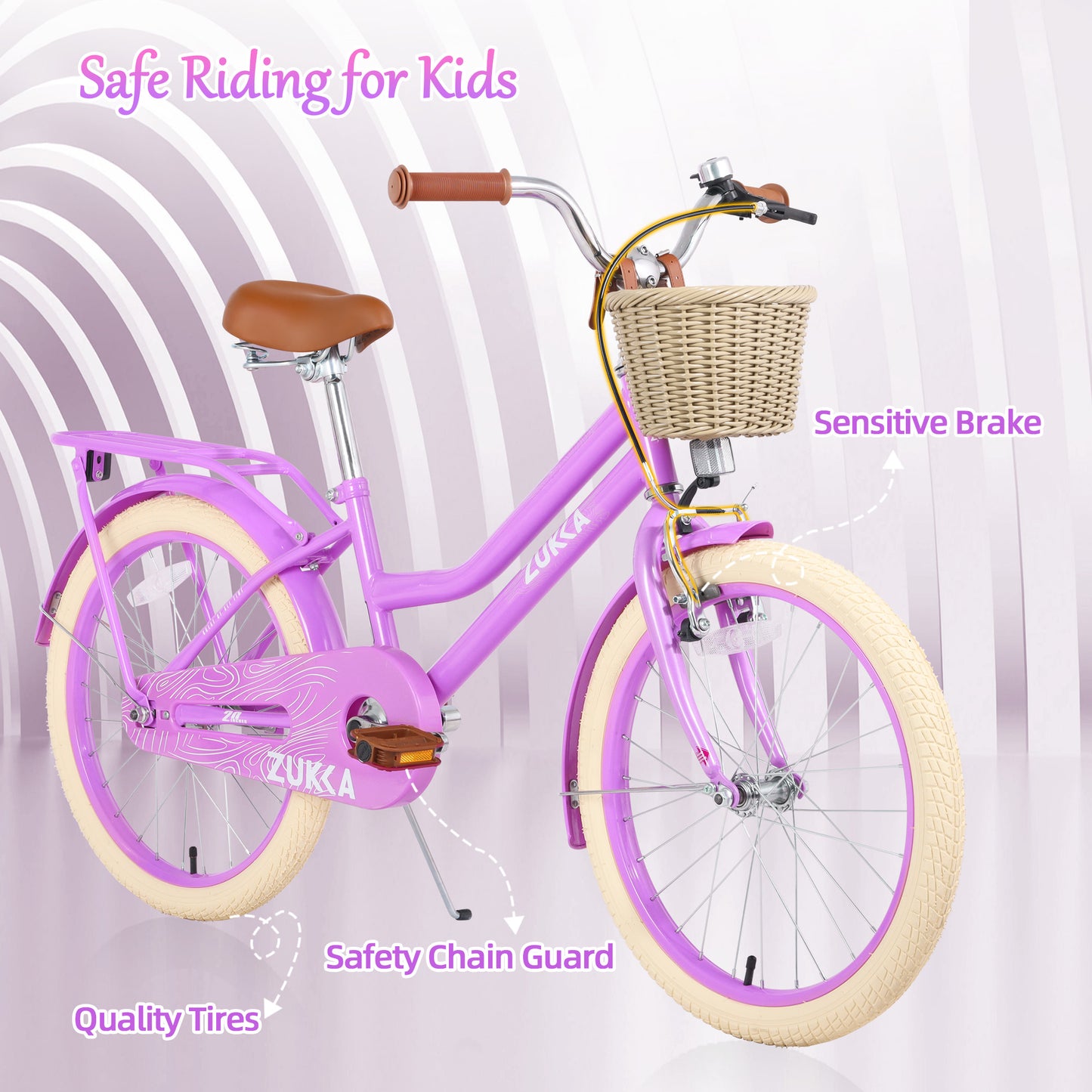 iYofe Girls Bike 20in for 7-10 Years Old Kids Bicycle, Girls Bicycle with Basket and Backseat, Single Speed Girls City Bike