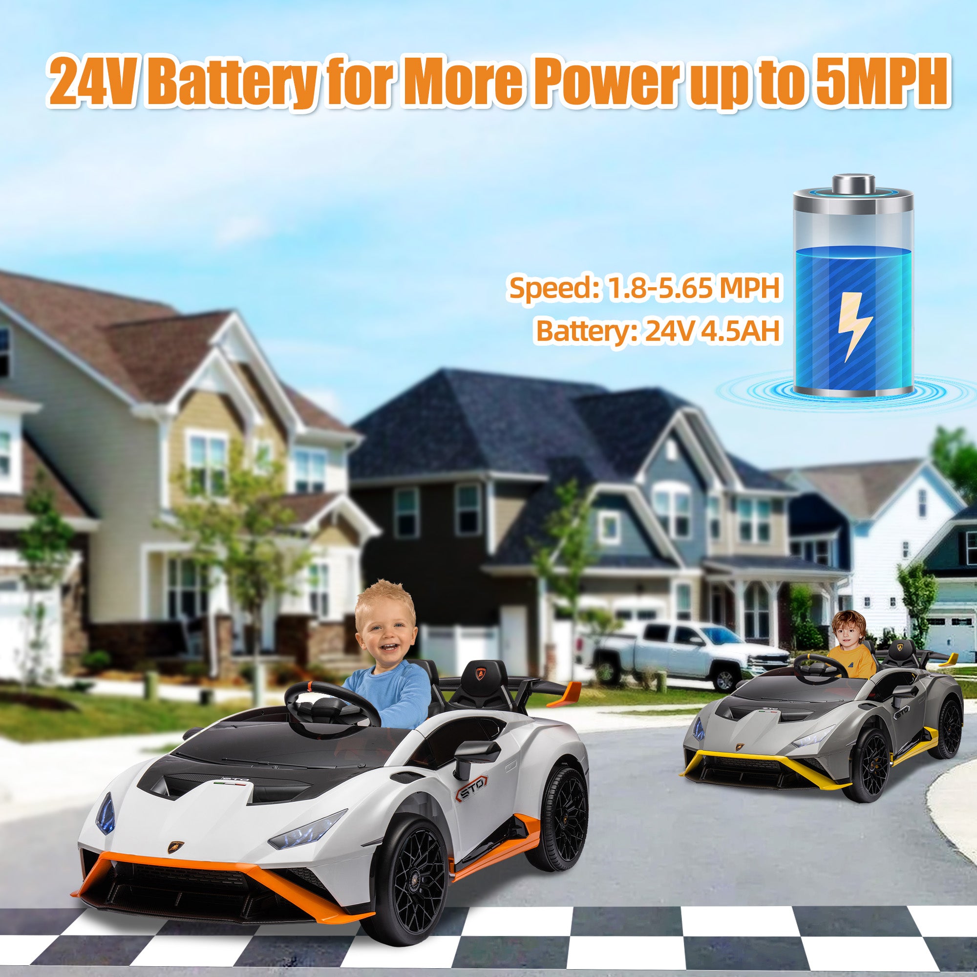 Lamborghini 24V Ride on Car for Big Kids, Lamborghini Huracan Battery Powered Ride on Toy with Remote Control, Electric Car for Kids Toddlers 3-8, 4 Wheelers Car w/ Bluetooth & Light, 360° Spin, Pink