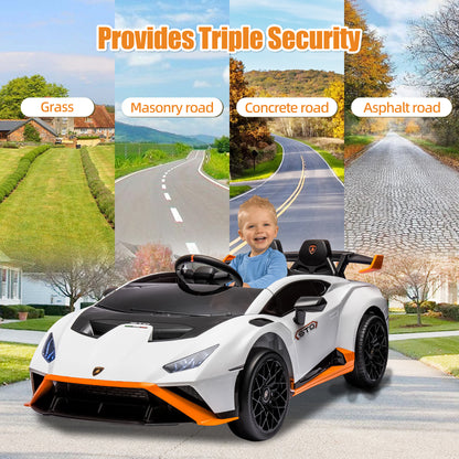 Lamborghini 24V Ride on Car for Big Kids, Lamborghini Huracan Battery Powered Ride on Toy with Remote Control, Electric Car for Kids Toddlers 3-8, 4 Wheelers Car w/ Bluetooth & Light, 360° Spin, Pink