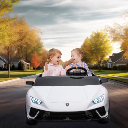 Lamborghini 24V Ride on Car for Big Kids, Lamborghini Huracan Battery Powered Ride on Toy with Remote Control, Electric Car for Kids Toddlers 3-8, 4 Wheelers Car w/ Bluetooth & Light, 360° Spin, Pink