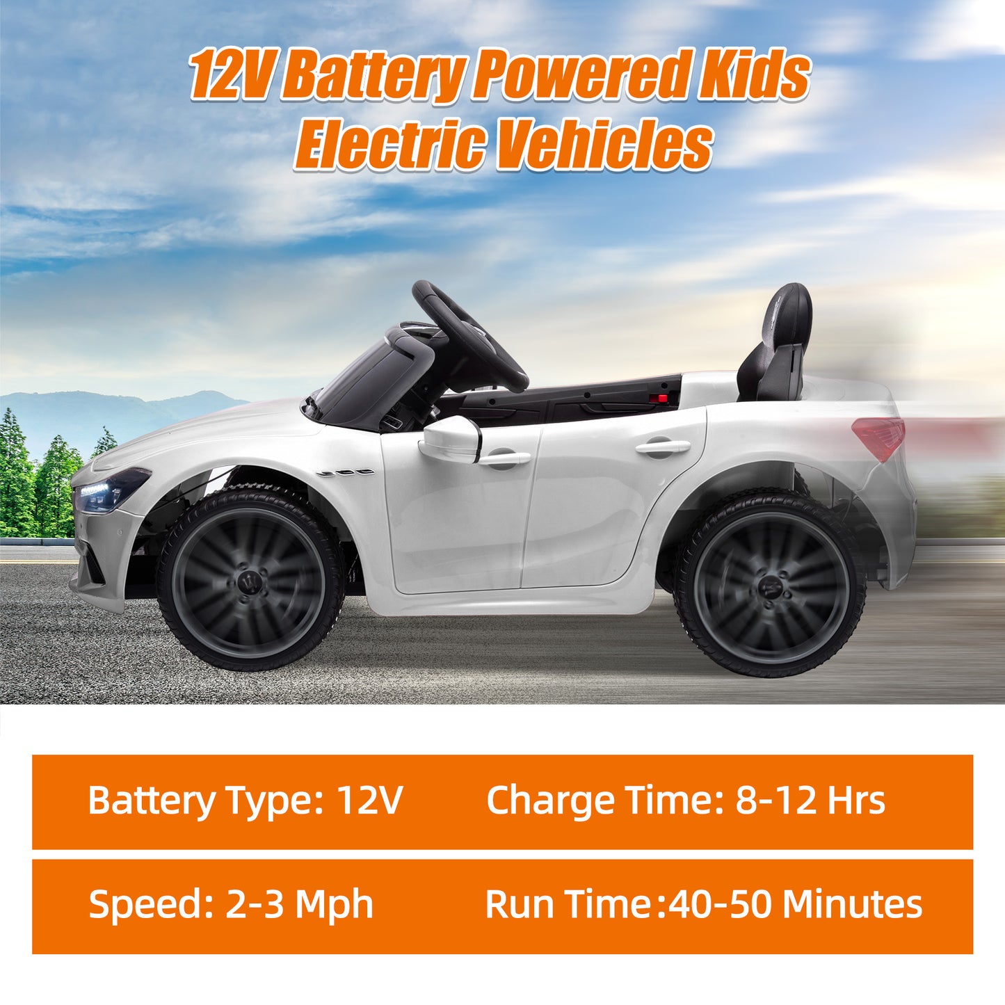 Licensed KTM X-Bow GTX 12V Battery Powered Kids Ride on Car with 2.4G Remote Control, Electric Vehicles for Kids 3-6 Years Old, Three Speed, Power Display, USB, MP3, Bluetooth, LED light