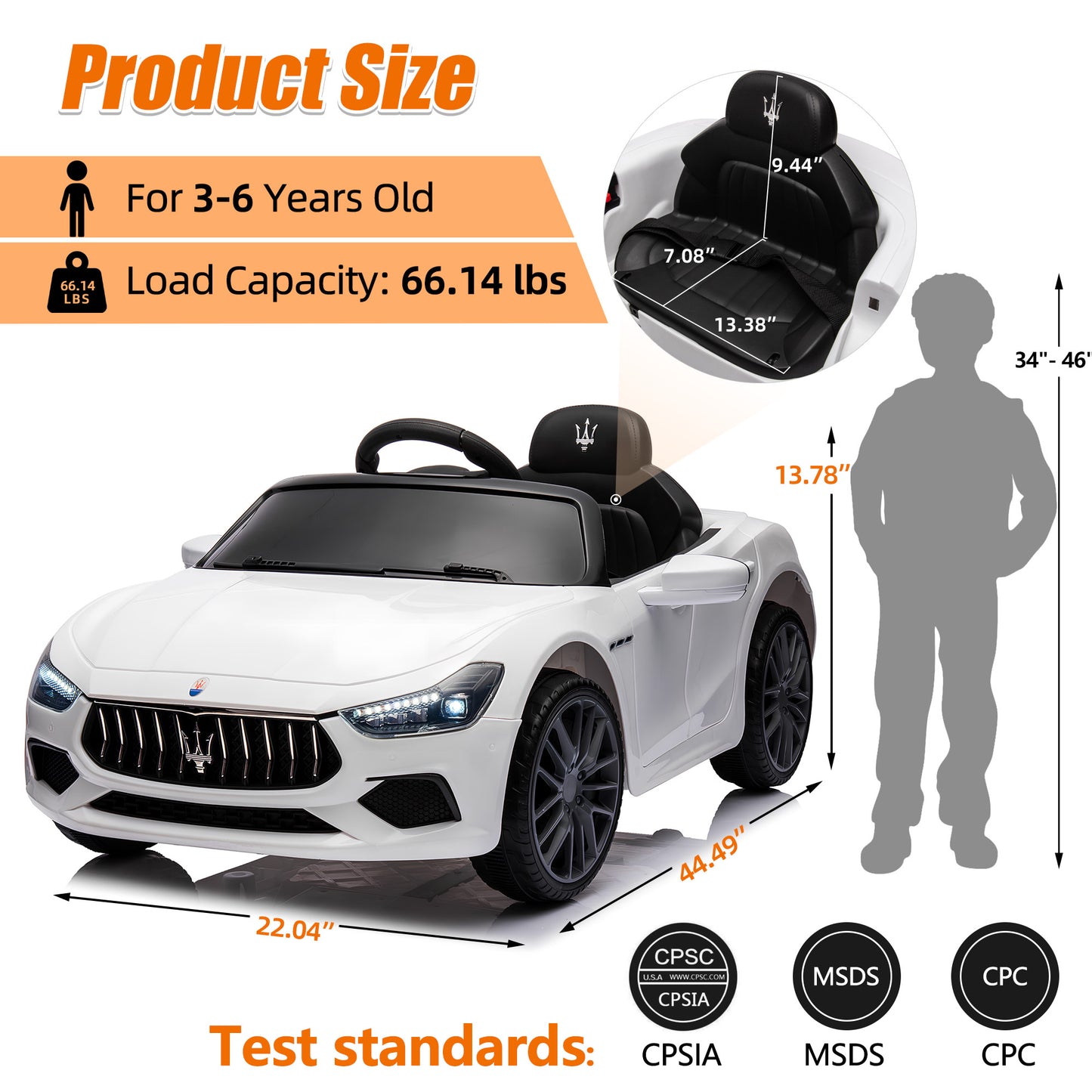 Licensed KTM X-Bow GTX 12V Battery Powered Kids Ride on Car with 2.4G Remote Control, Electric Vehicles for Kids 3-6 Years Old, Three Speed, Power Display, USB, MP3, Bluetooth, LED light