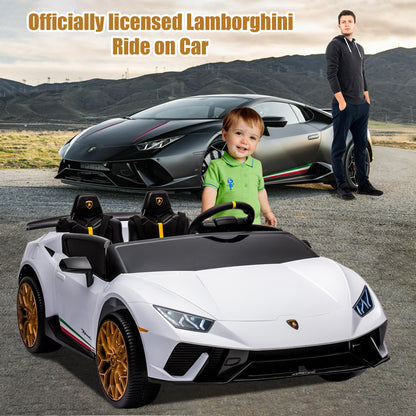 Lamborghini 24V Ride on Car for Big Kids, Lamborghini Huracan Battery Powered Ride on Toy with Remote Control, Electric Car for Kids Toddlers 3-8, 4 Wheelers Car w/ Bluetooth & Light, 360° Spin, Pink