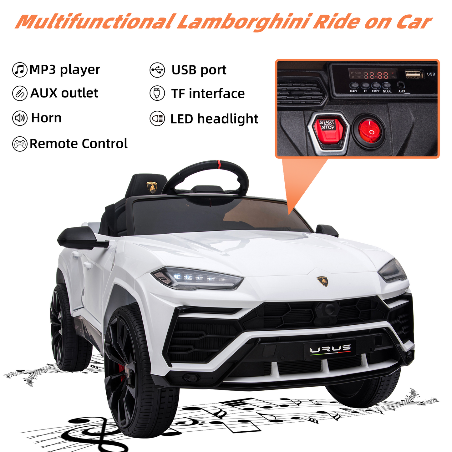 Licensed KTM X-Bow GTX 12V Battery Powered Kids Ride on Car with 2.4G Remote Control, Electric Vehicles for Kids 3-6 Years Old, Three Speed, Power Display, USB, MP3, Bluetooth, LED light