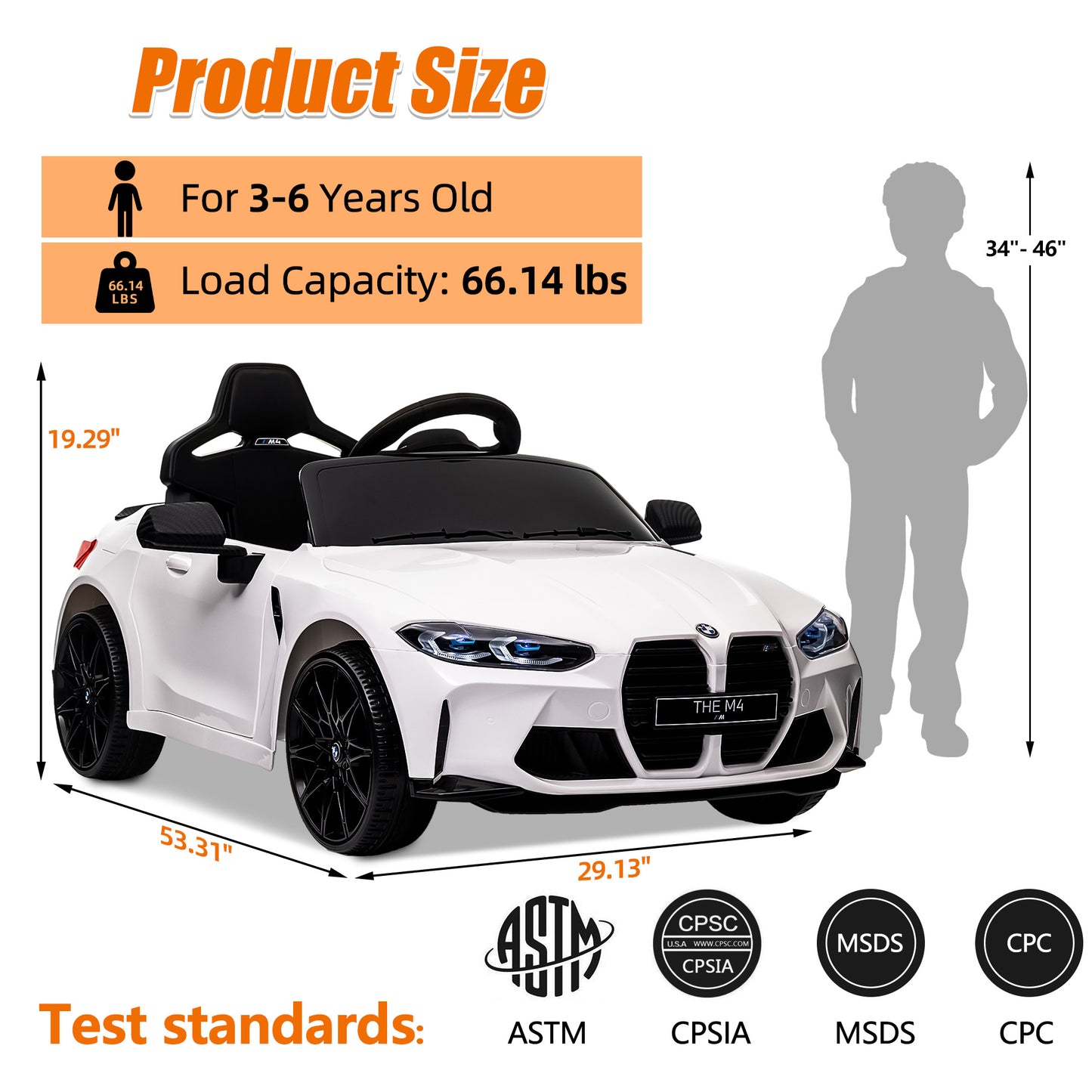 BMW 12V Ride on Car with Remote Control Ride on Toy for Boys and Girls 3-6 Years Old Powered Kids Electric Vehicle, Bluetooth