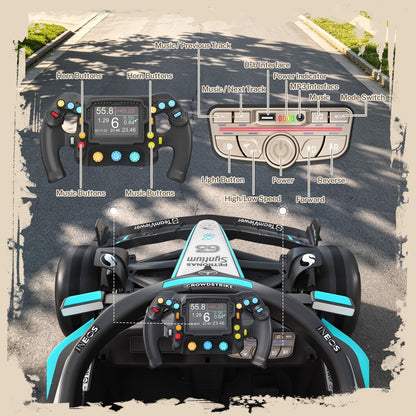 Mercedes-Benz F1 W16 Electric Go Kart, 12V Go Kart for Kids with Remote Control, Soft Start & Soft Stop, Built-in Music, Bluetooth, Ride on Toys for Kids 4-8