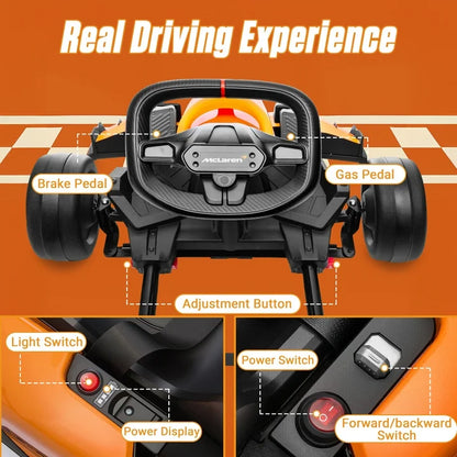 Mclaren Electric Go Kart, 400W Powered Powerful Ride on Cars with Tires, Drift/Sports Mode, Brake Pedal, Length Adjustment, Seat Belt, Rear Wheel Drive Electric Car for Kids Ages 6+ Years