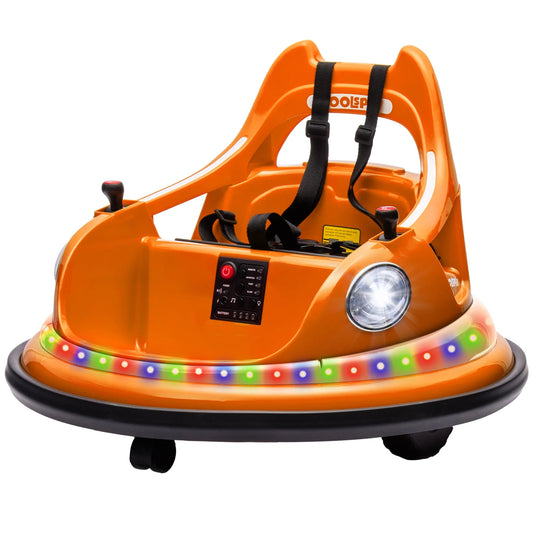 12V Bumper Car for Kids, Battery Powered Ride On Cars, Toddler Ride On Toys with Remote Control, Bluetooth, Music Play, Colorful Light, Electric Vehicle for Boys Girls Gifts 1-5 Years Old, Orange