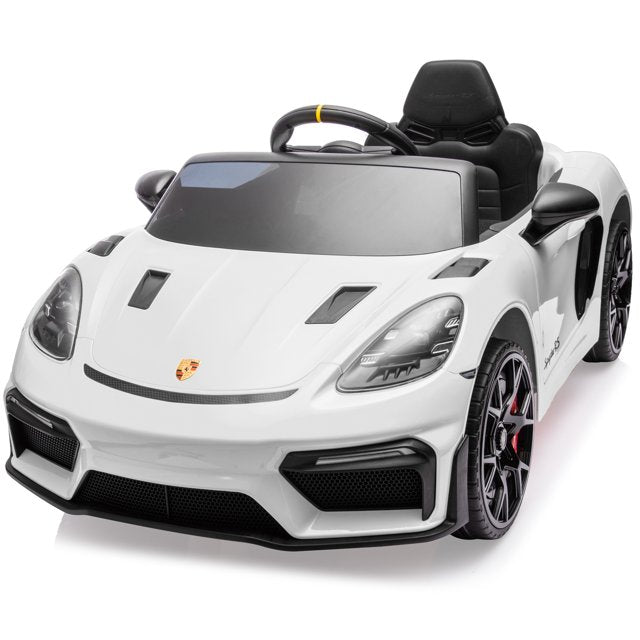 Porsche 718 Spyder Ride on Toys Car for Kids, 12V Battery Powered Ride on Cars with Remote Control, Bluetooth, Music, LED, Safety Belts, 4 Wheel Suspension Electric Car for Kids Toddler 3-6, Black