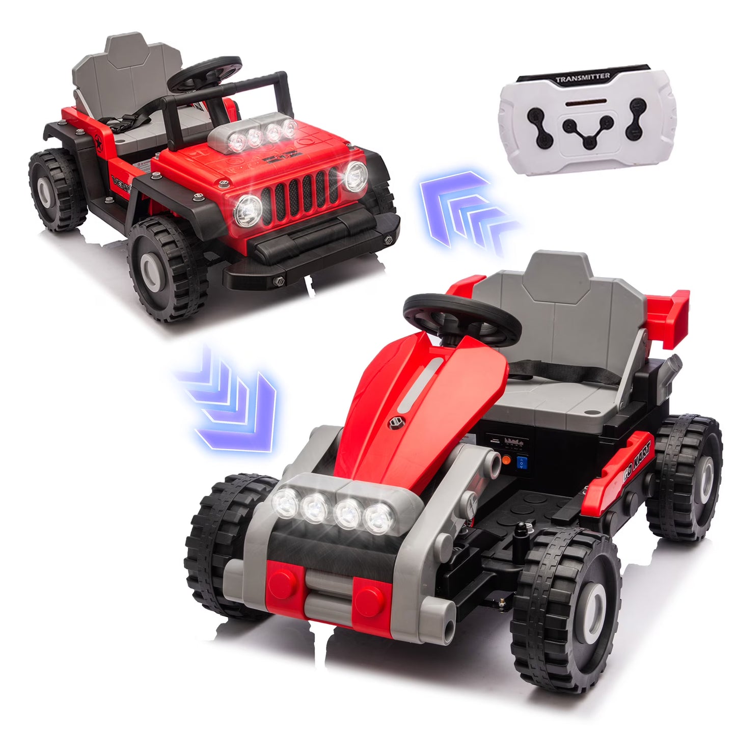 12V Kids Ride On Building Block Car with Remote Control, 2 in 1 Electric Power Ride On Car for Toddlers, Electric Vehicle with Four Wheel Suspension, Bluetooth, Ride On Toy for Boys Girls 2-4, Red