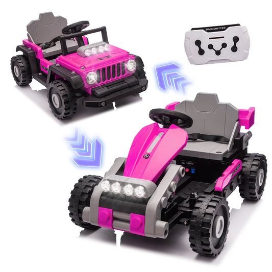12V Kids Ride On Building Block Car with Remote Control, 2 in 1 Electric Power Ride On Car for Toddlers, Electric Vehicle with Four Wheel Suspension, Bluetooth, Ride On Toy for Boys Girls 2-4, Red