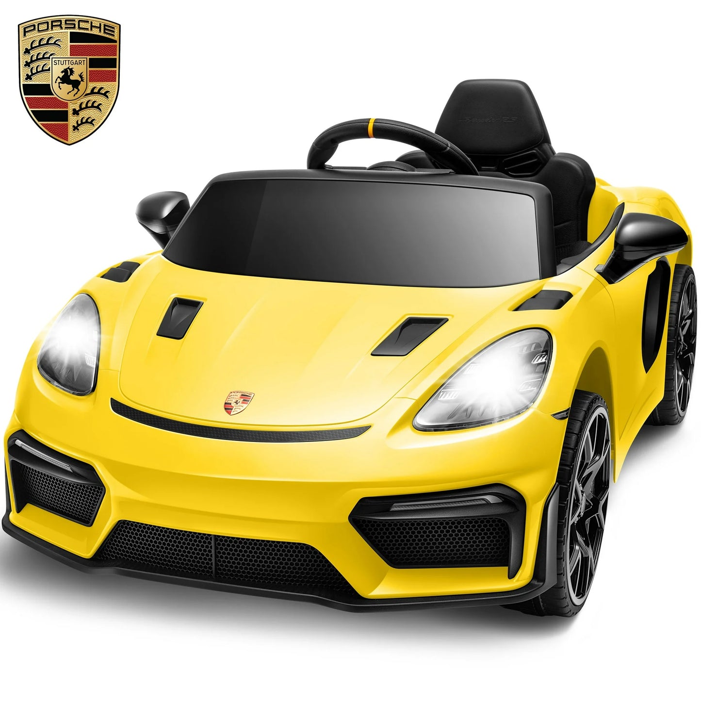 Porsche 718 12V Powered Ride on Toys, Kids Ride on Cars Sports Car with Remote Control, 4 Wheel Suspension, Bluetooth, Music, LED, Safety Belts, Electric Car for Toddler 3-6 Yr Boys Girls Gifts, Pink