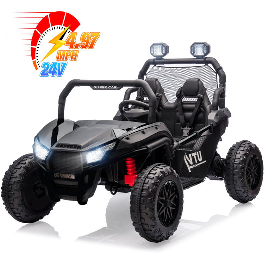 24V Ride on Car for 2 Kids, 2 Seater Kids Ride on UTV Cars, 400W Super Power Electric Cars with Remote Control, Bluetooth, Rear Storage Space, 4 Wheel suspension, LED Light, Rear Searchlight