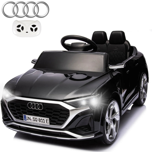 12V Powered Ride on Car for Kids, Audi SQ8 4 Wheel Suspension Ride on Toy with Parental Remote Control, MP3 Player, LED Lights, Kids Electric Cars for 3-6 Years Old Boys Girls Gift, Black