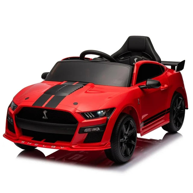 12V Powered Ride on Car for Kids, Ford Mustang Shelby GT500 Electric Ride on Toy with Parental Remote Control, MP3 Player, LED Lights, Kids Electric Cars Vehicle for 3-6 Years Old Boys Girls Gift