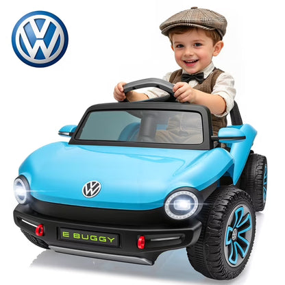 Volkswagen Beetle 12V Kids Ride On Car with Remote Control, Powered Electric Car for Kids, Ride On Toy with 4 Wheel Suspension, Bluetooth Music, LED Headlights, Cars for Kids Ages 3–5, Blue
