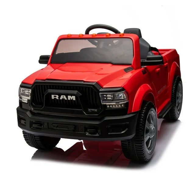 12V Powered Ride on Cars, Dodge RAM Ride on Toy with Remote Control, Kids Electric Ride on Truck with Music, Bluetooth, Cup Holder, Back Storage, Electric Cars for Kids Boys Girls 3-6 Ages, Black