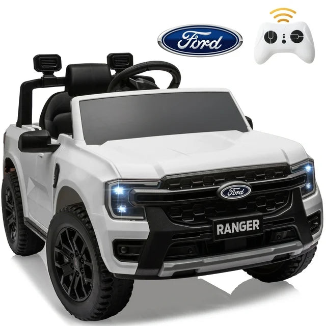 12V Powered Ride on Truck, Ford Ranger Ride on Toy Cars with Remote Control, Rear Wheels Suspension, Safety Belt, MP3 Player, Electric Ride on Cars for Kids Boys Girls 3-6 Ages, Black