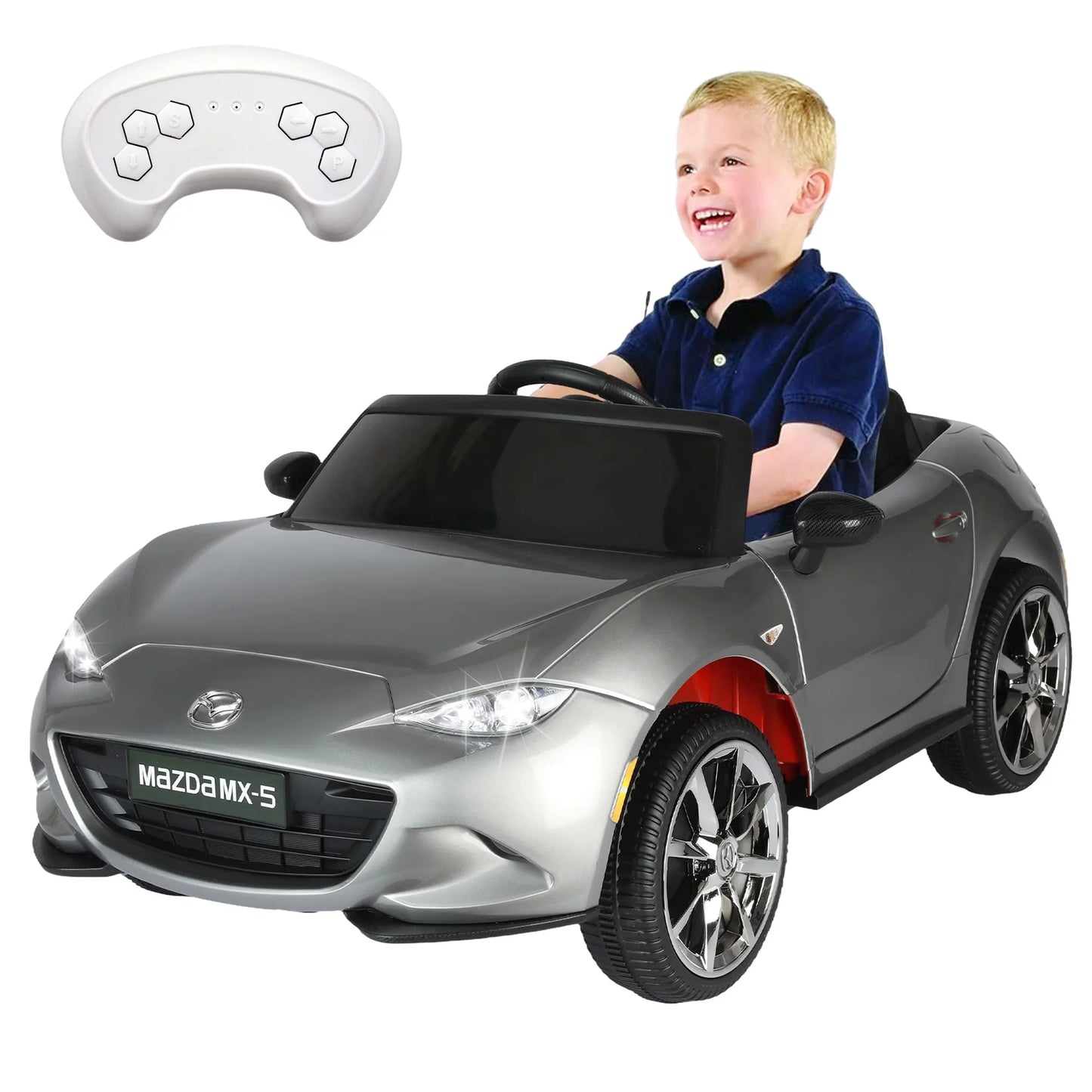 12V Ride on Cars for Kids, Licensed MAZDA MX-5 RF Battery Powered Ride on Toys with Remote Control MP3, Bluetooth, LED Light, Resistant Wheels Electric Cars for Kids Boys Girls 3-6 Ages Gifts