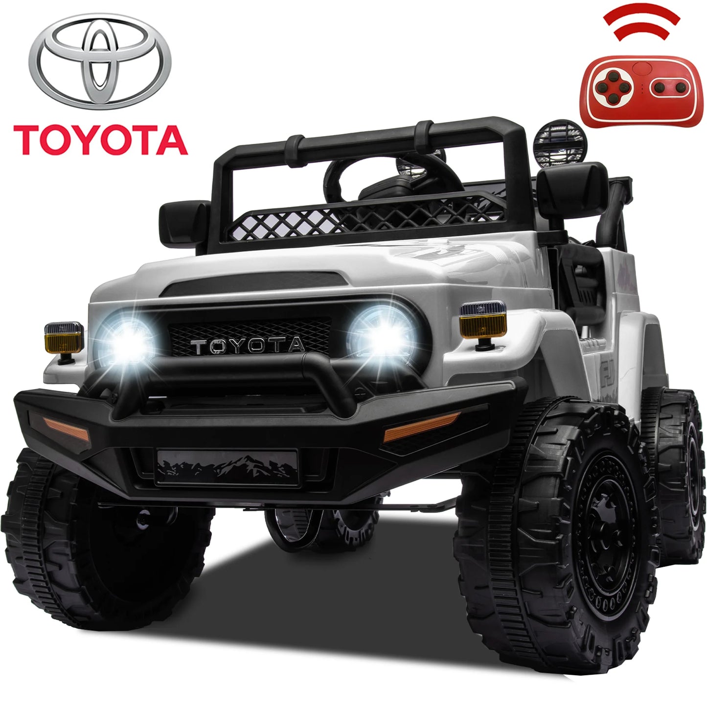 12V Ride on Cars for Kids, Licensed TOYOTA FJ Cruiser Power Ride on Toy with Remote Control, Music Player, Bluetooth, LED Light, 4 Wheel Suspension Electric Ride on Truck for Boys and Girls 3-5 Years