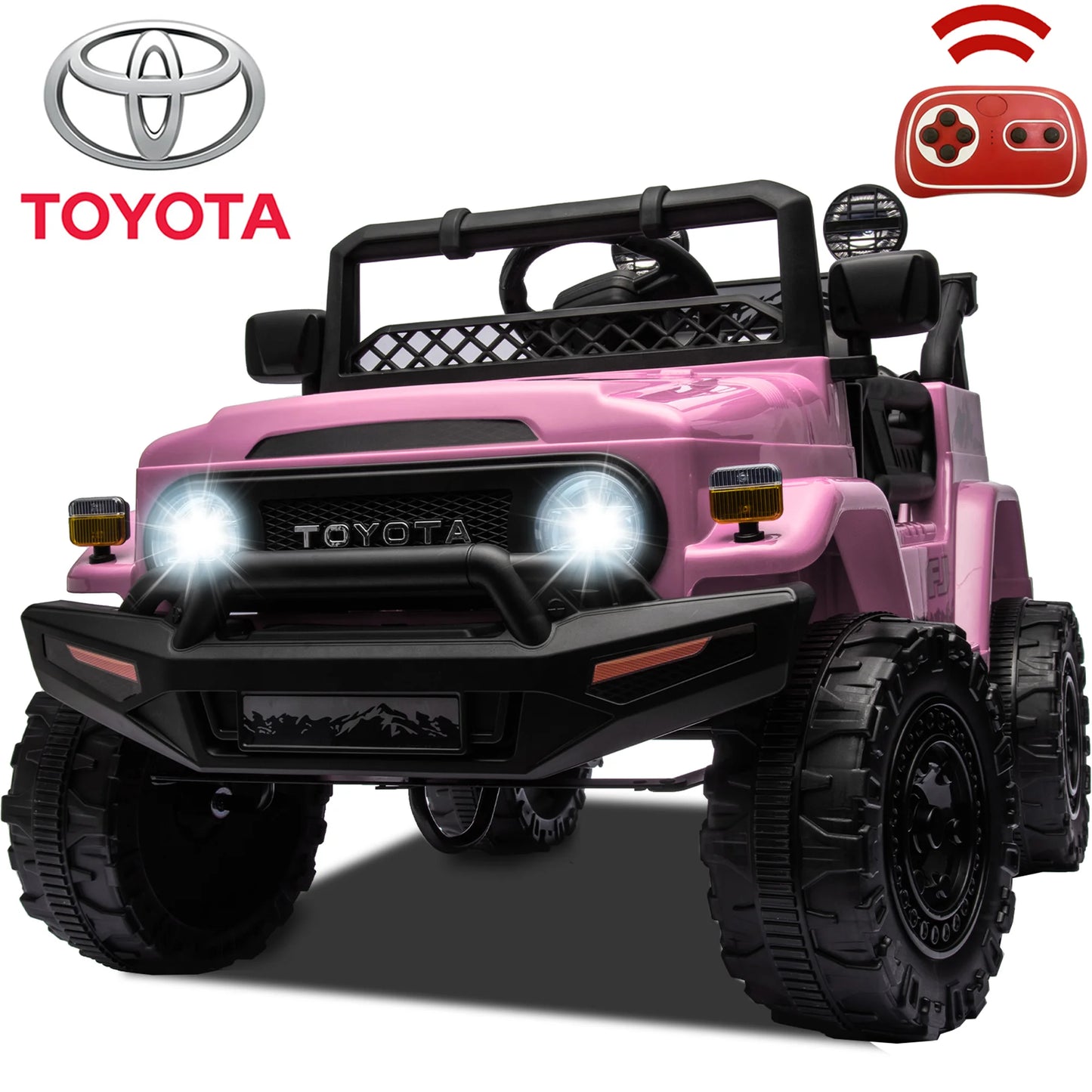 12V Ride on Cars for Kids, Licensed TOYOTA FJ Cruiser Power Ride on Toy with Remote Control, Music Player, Bluetooth, LED Light, 4 Wheel Suspension Electric Ride on Truck for Boys and Girls 3-5 Years