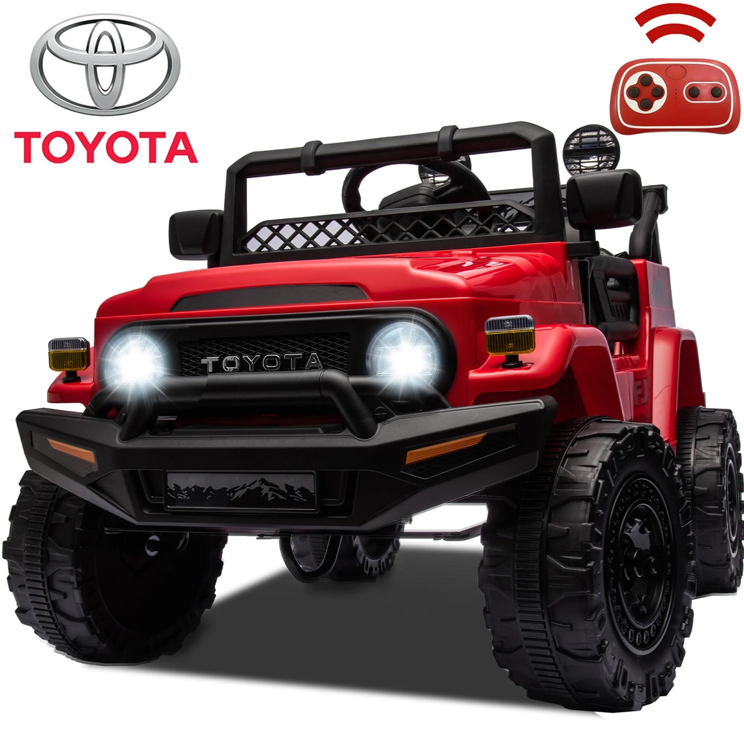 12V Ride on Cars for Kids, Licensed TOYOTA FJ Cruiser Power Ride on Toy with Remote Control, Music Player, Bluetooth, LED Light, 4 Wheel Suspension Electric Ride on Truck for Boys and Girls 3-5 Years