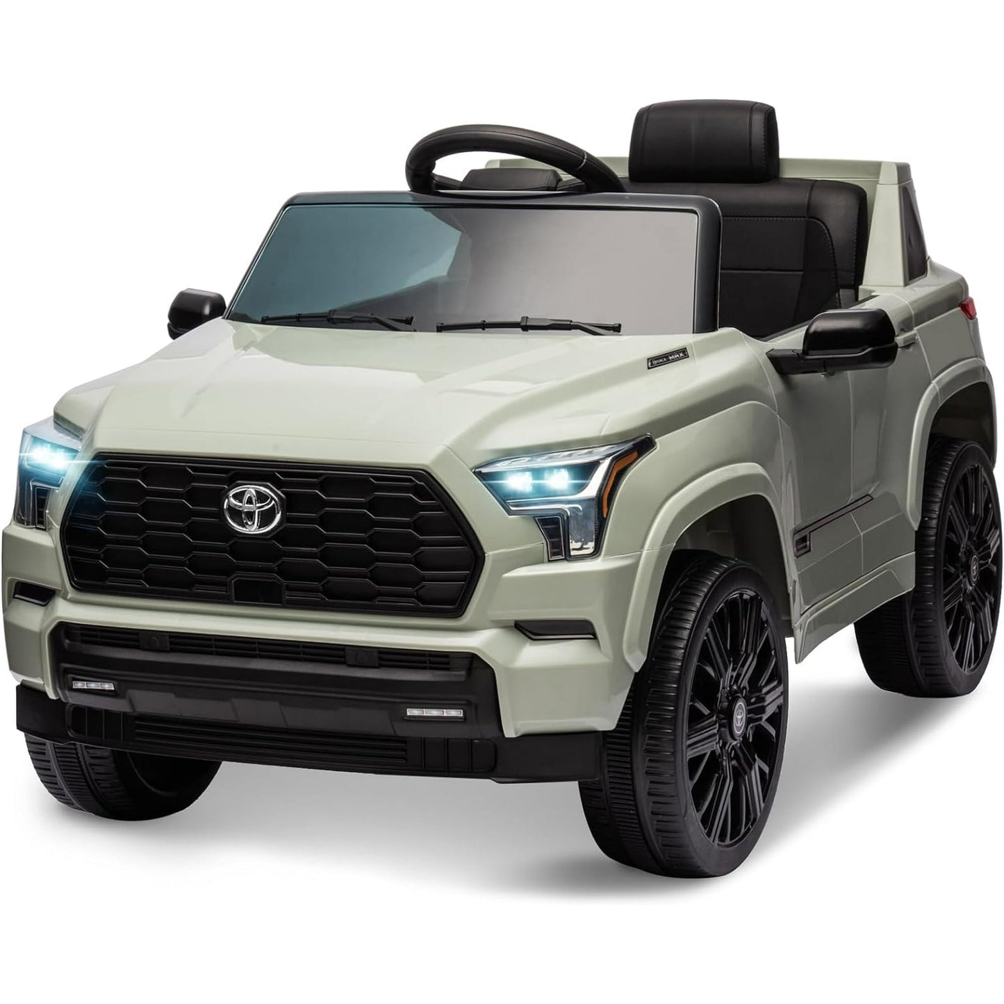 12V Ride on Toys, 2023 New Toyota Electric Car for Kids with Remote, Battery Operated Truck for kids Ages 3-6, 3 Speeds, Music, Horn, LED Lights, Suspension System - Grey