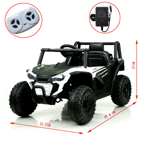 12V Ride On Car Toys with Remote Control, Kids Electric Car with Manipulation Platform, LED Lights, USB, Kids UTV Toy for Boys Girls 3-6 Years