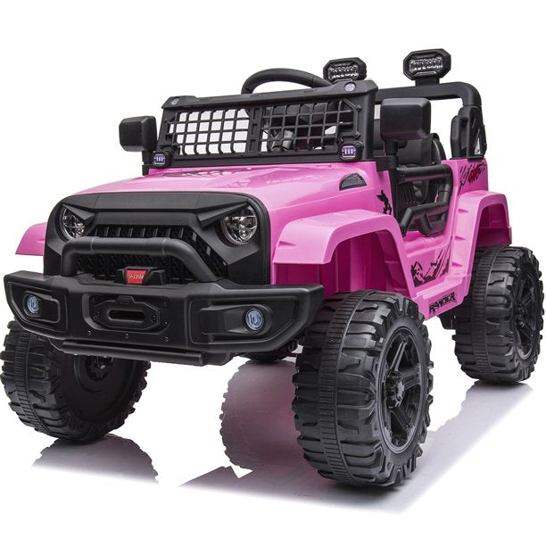 iYofe 12V Powered Ride On Tuck with Parent Remote Control, Foot Pedal, Bluetooth and FM, LED Headlights, Pink Ride on Toy for 2-4 Year Old Girls