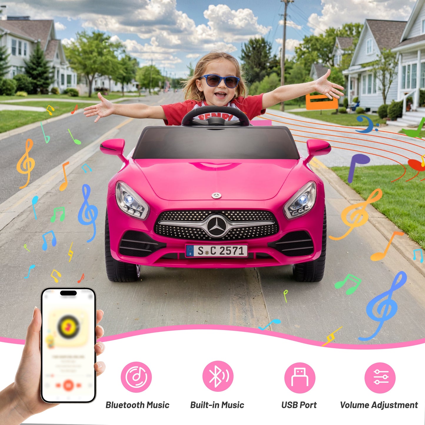 Ford Mustang Shelby 12V Ride On Car with Remote Control, Electric Car for Kids Toddler Electric Vehicle with Bluetooth, Radio, Music, USB Port, LED Lights, Battery Powered Ride on Toys for Kids, Blue