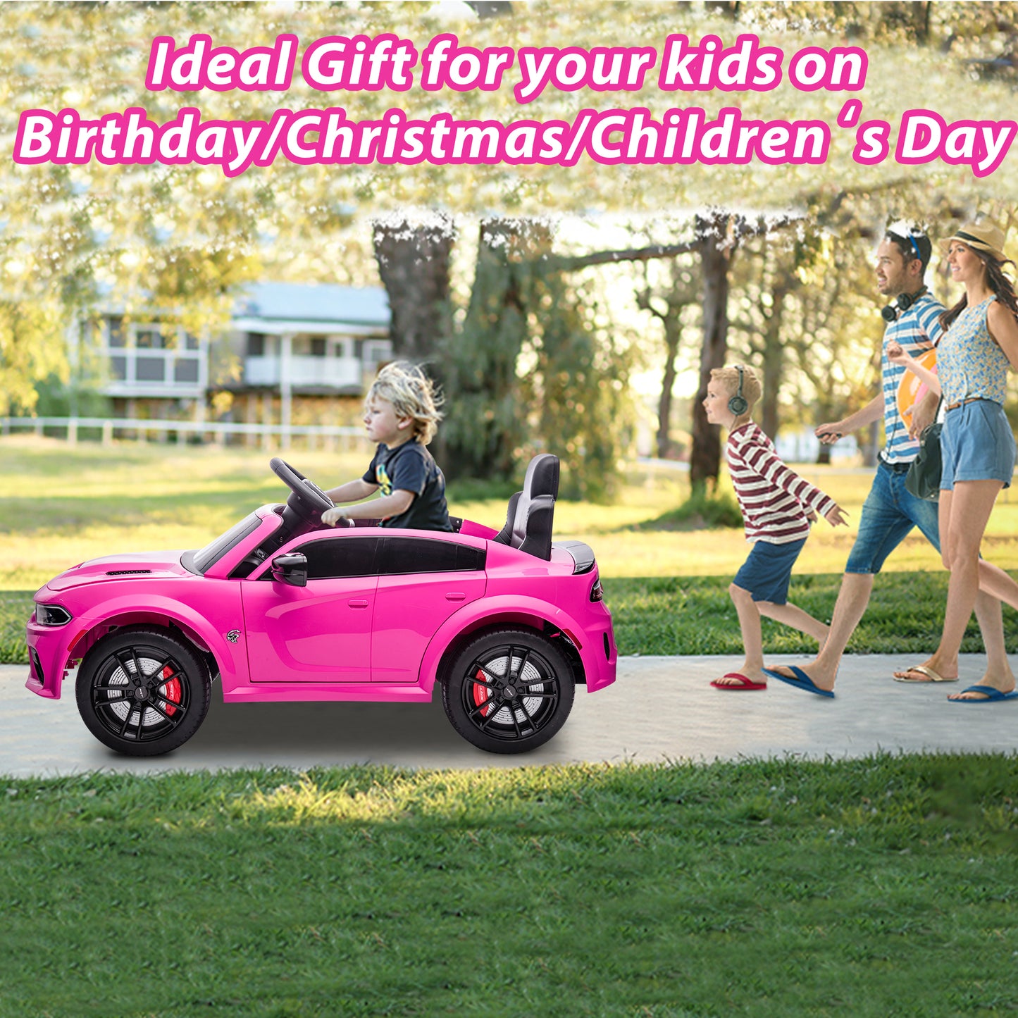 iYofe 12V Ride On Car for Kids, Licensed DODGE Girls Ride On Truck with Remote Control, LED Lights, MP3, USB, Battery Powered Ride On Toys for 2-5 Year Olds Boys Girls Birthday Christmas Gifts, Pink