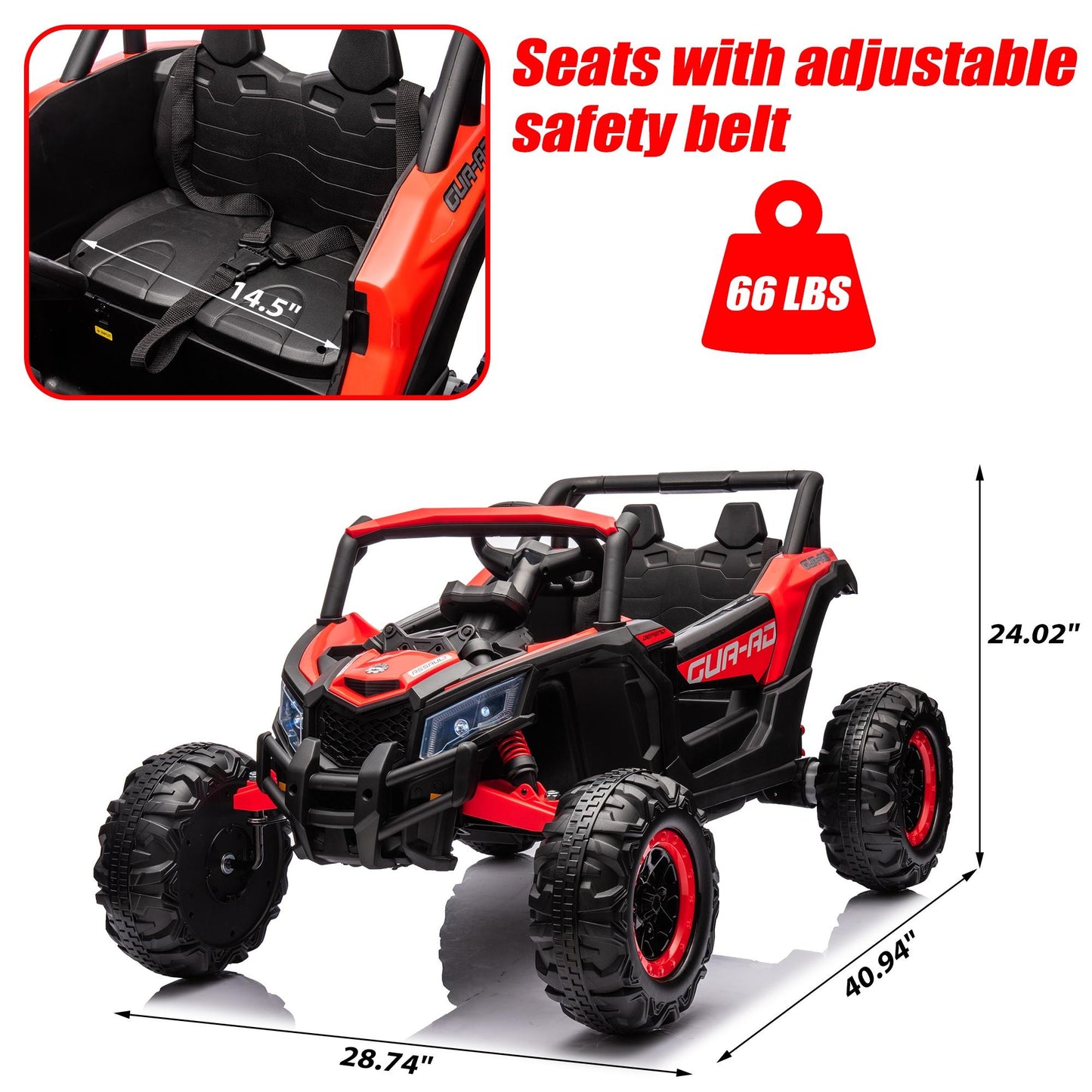 iYofe 24V Ride on Toys for Big Kids, Kids Ride on Car for Boys Girls 3-6, Powered Ride on UTV Electric Cars for Kids with Remote Control, Bluetooth Music, LED Lights, 4 Wheels Spring Suspension, Red