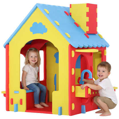 iYofe Playhouse for Kids Toddlers, Indoor & Outdoor PlayHouse, EVA Play Houses with Pretend Kitchen/Food/Cookware Set/Chair, Girls Boys Pretend Play Toy Gift, Screwless Easy Assembly